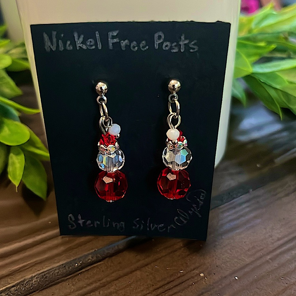 Handmade Santa Christmas earrings -nickel free posts